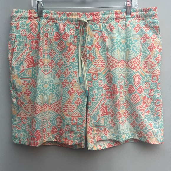 *New* Faherty Shorelite Active Swim Short Tropic Clay Print 7" Inseam, Size XXL - Picture 3 of 9